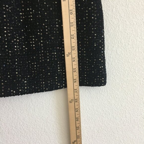 J. ING NWT Shimmer Tweed Party Mini Skirt Black Gold-Sequin Size Large - Picture 6 of 13